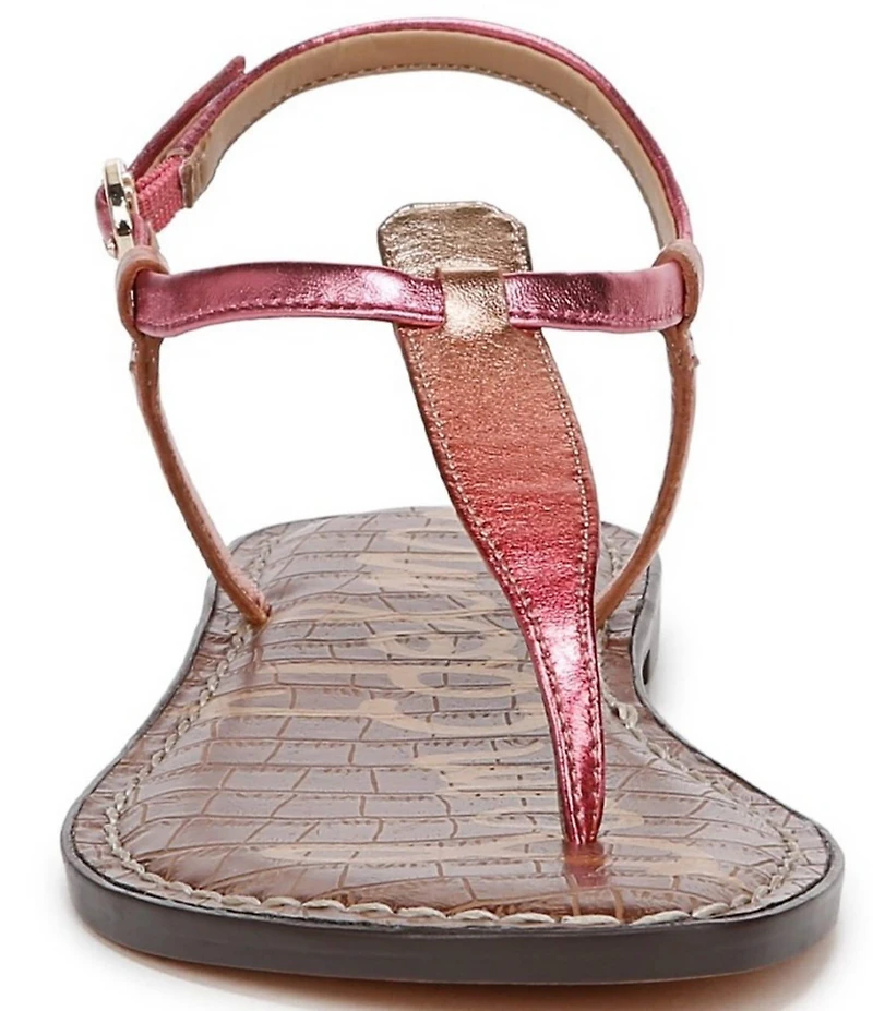 Sam Edelman Gigi Metallic Ombre Leather T-Strap Flat Sandals