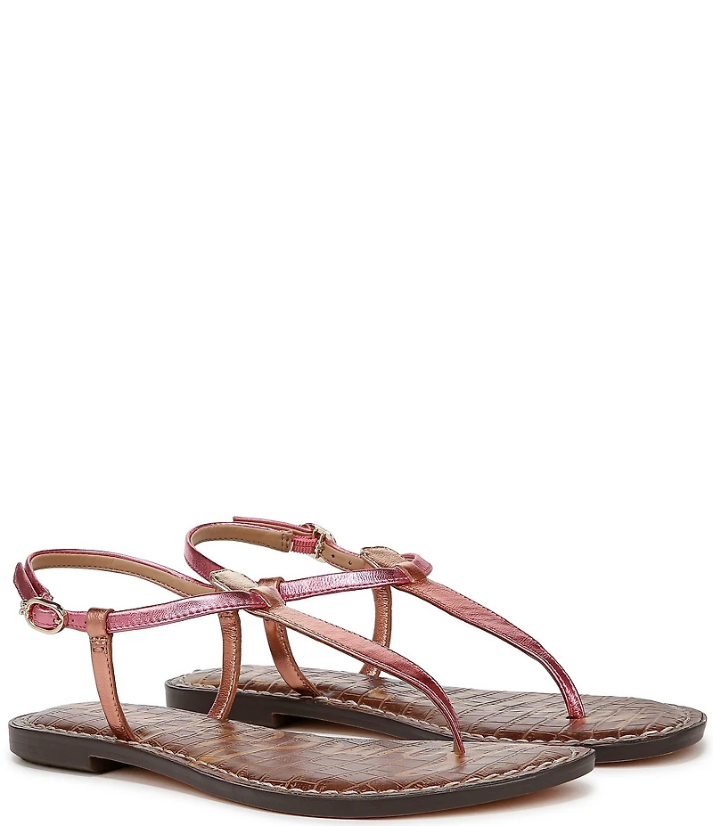 Sam Edelman Gigi Metallic Ombre Leather T-Strap Flat Sandals