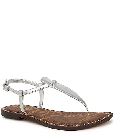 Sam Edelman Gigi Metallic T-Strap Flat Sandals