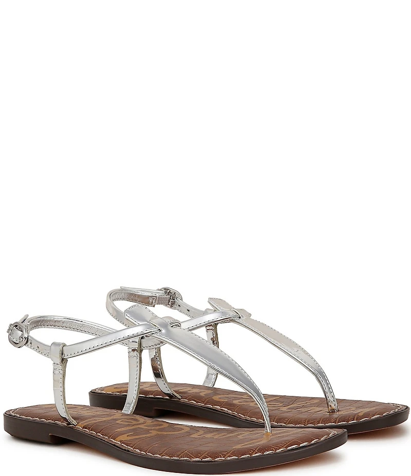 Sam Edelman Gigi Metallic T-Strap Flat Sandals
