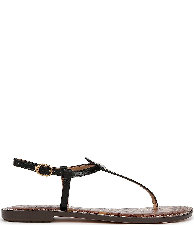 Sam Edelman Gigi Snake Print Leather T-Strap Flat Sandals