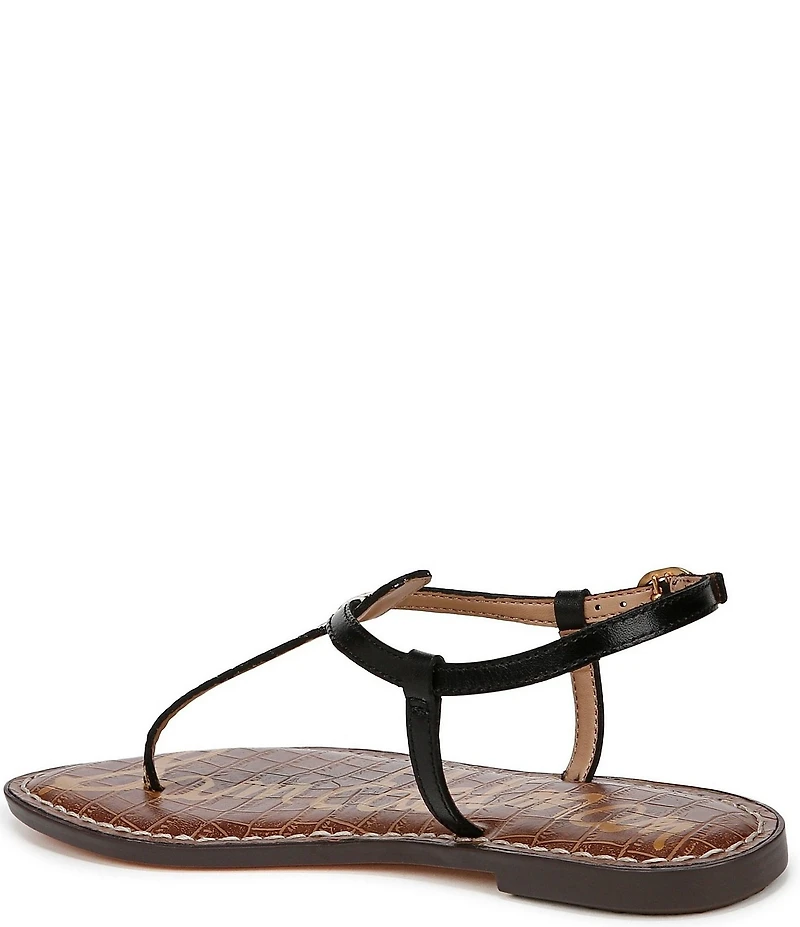 Sam Edelman Gigi Snake Print Leather T-Strap Flat Sandals