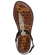 Sam Edelman Gigi Snake Print Leather T-Strap Flat Sandals
