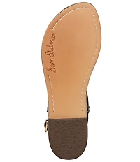 Sam Edelman Gigi Snake Print Leather T-Strap Flat Sandals