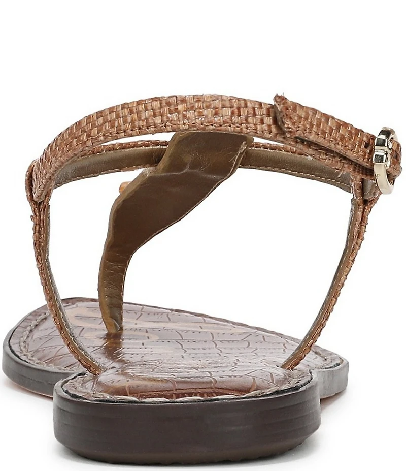 Sam Edelman Gigi Raffia Stone Ornamented T-Strap Flat Sandals