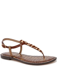 Sam Edelman Gigi Zebra Print Calf Hair T-Strap Flat Sandals