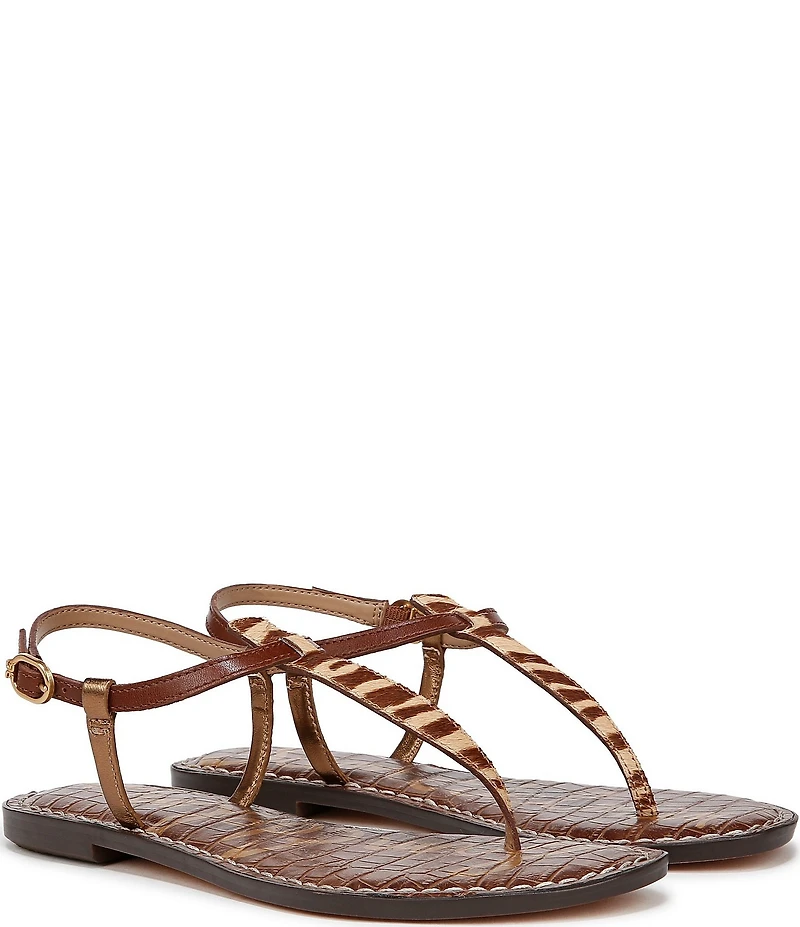 Sam Edelman Gigi Zebra Print Calf Hair T-Strap Flat Sandals