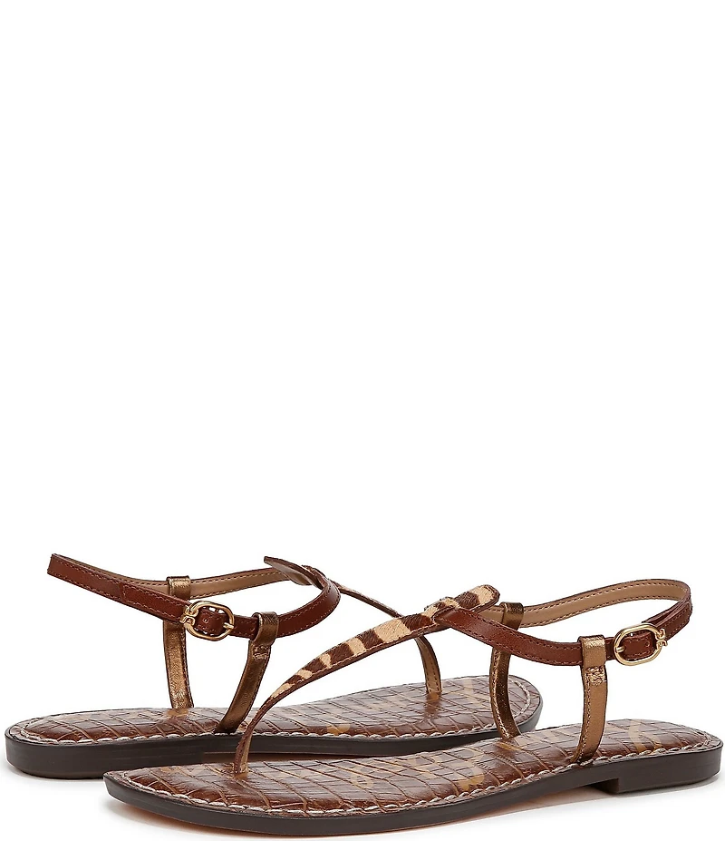 Sam Edelman Gigi Zebra Print Calf Hair T-Strap Flat Sandals