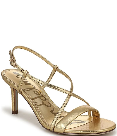 Sam Edelman Ginny Embossed Metallic Leather Strappy Dress Sandals