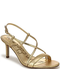 Sam Edelman Ginny Embossed Metallic Leather Strappy Dress Sandals