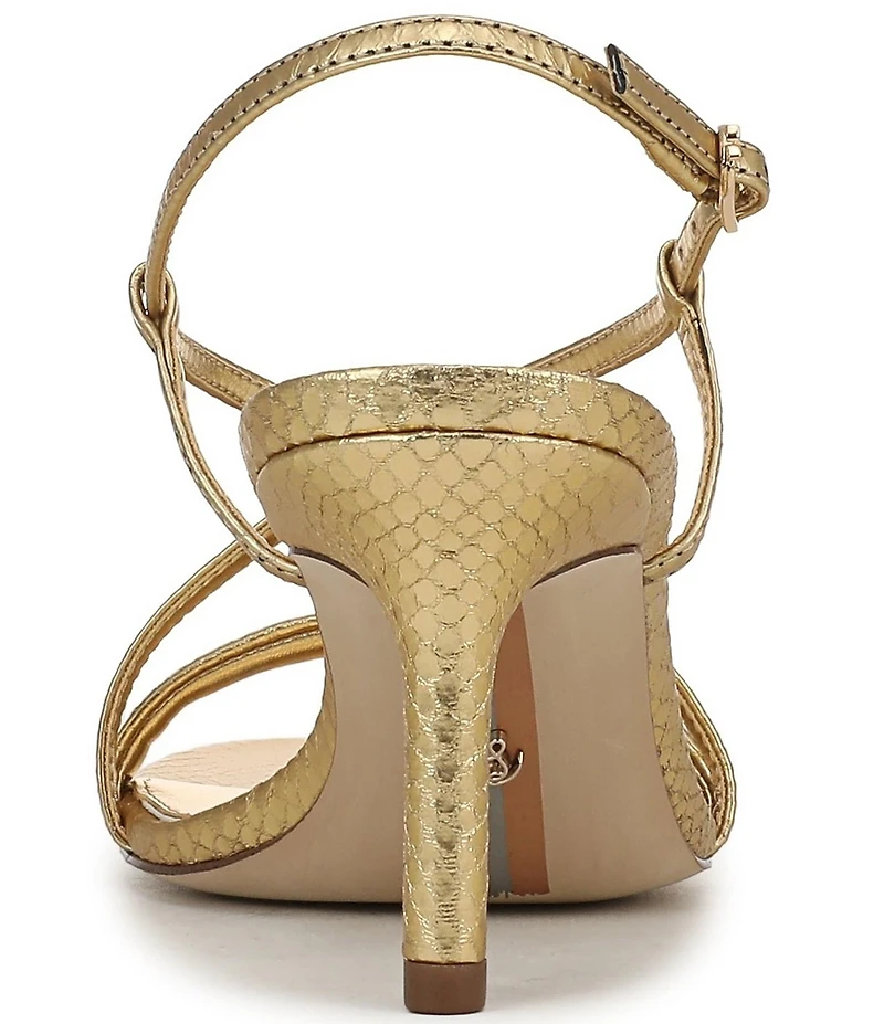 Sam Edelman Ginny Embossed Metallic Leather Strappy Dress Sandals