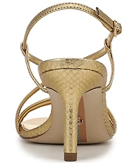 Sam Edelman Ginny Embossed Metallic Leather Strappy Dress Sandals