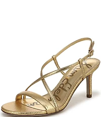 Sam Edelman Ginny Embossed Metallic Leather Strappy Dress Sandals