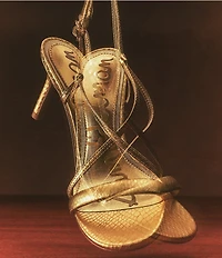 Sam Edelman Ginny Embossed Metallic Leather Strappy Dress Sandals