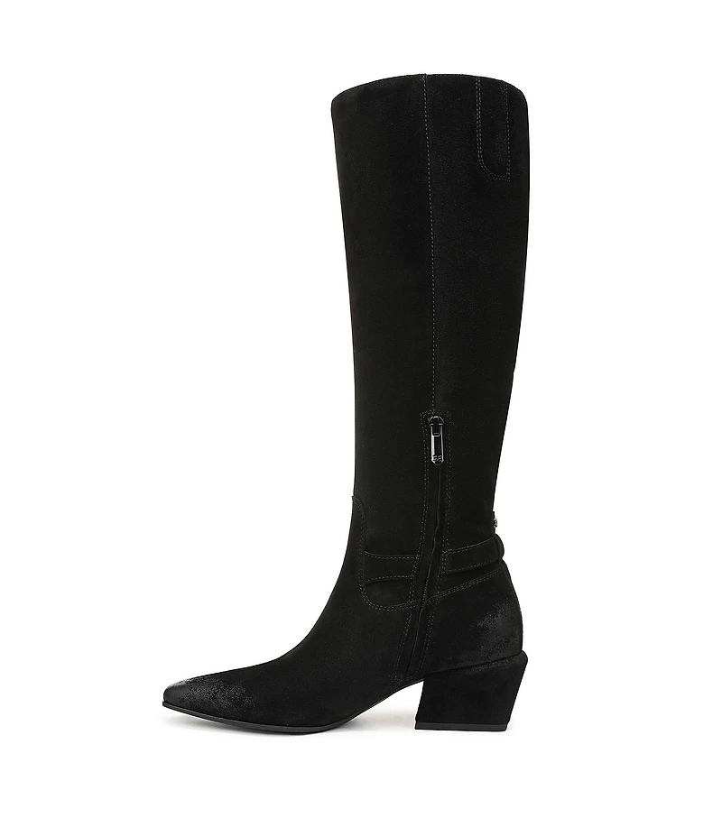 Sam Edelman Haisley Suede Buckle Strap Snip Toe Tall Boots