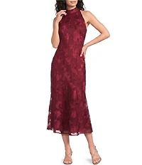Sam Edelman Halter Embroidered Sleeveless Midi Dress