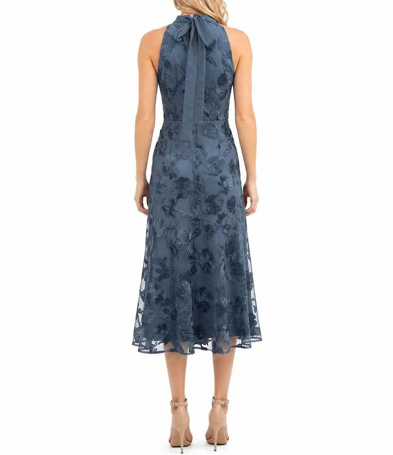 Sam Edelman Halter Embroidered Sleeveless Midi Dress