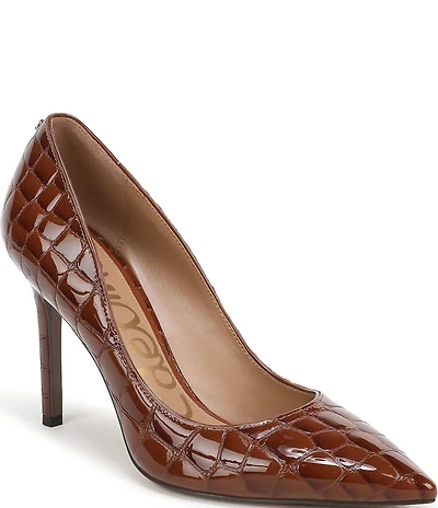 Sam Edelman Hazel Crocodile Print Patent Leather Pointed Toe Pumps