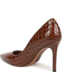 Sam Edelman Hazel Crocodile Print Patent Leather Pointed Toe Pumps