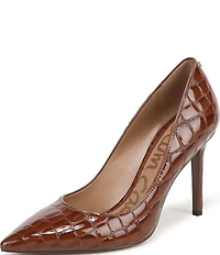 Sam Edelman Hazel Crocodile Print Patent Leather Pointed Toe Pumps