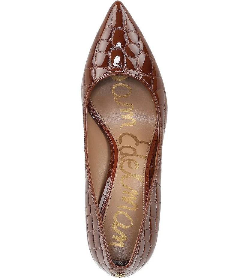 Sam Edelman Hazel Crocodile Print Patent Leather Pointed Toe Pumps