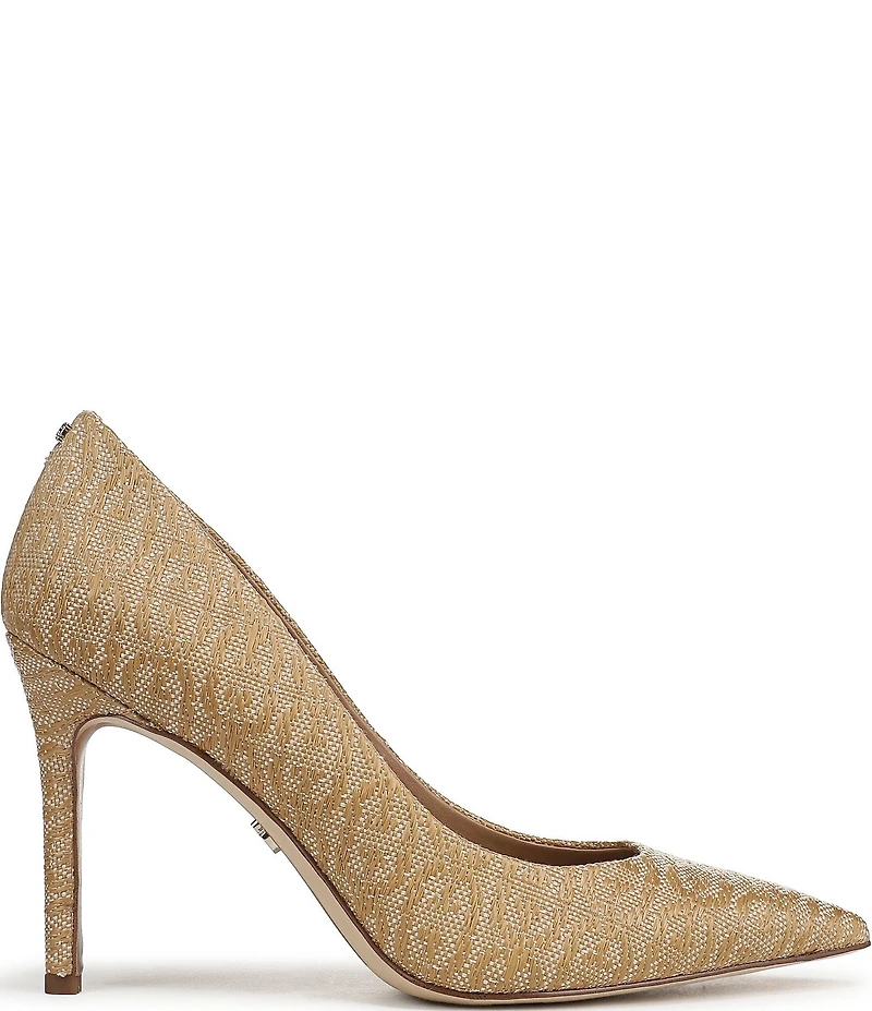 Sam Edelman Hazel Double Weave Raffia Logo Pointed Toe Pumps