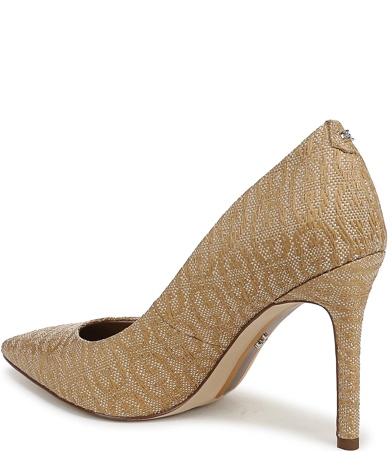 Sam Edelman Hazel Double Weave Raffia Logo Pointed Toe Pumps