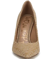 Sam Edelman Hazel Double Weave Raffia Logo Pointed Toe Pumps