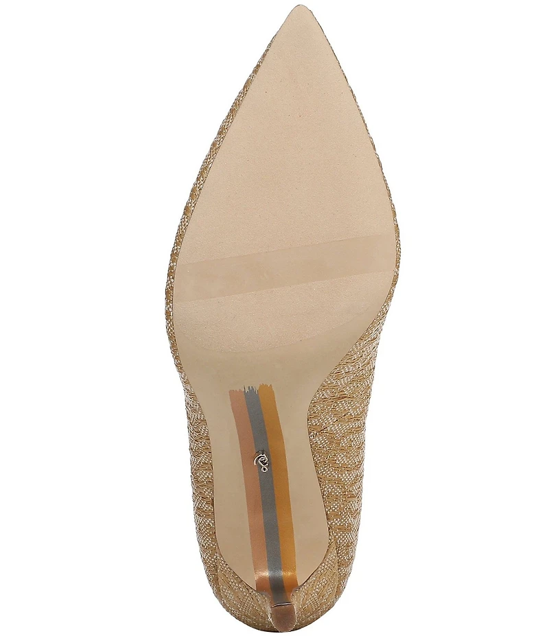 Sam Edelman Hazel Double Weave Raffia Logo Pointed Toe Pumps