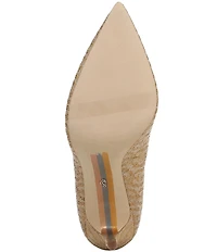 Sam Edelman Hazel Double Weave Raffia Logo Pointed Toe Pumps