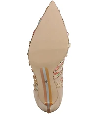 Sam Edelman Hazel Floral Print Sequined Pointed Toe Stiletto Pumps