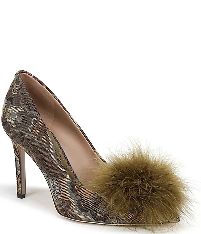 Sam Edelman Hazel Plush Floral Fabric Pointed Toe Pumps