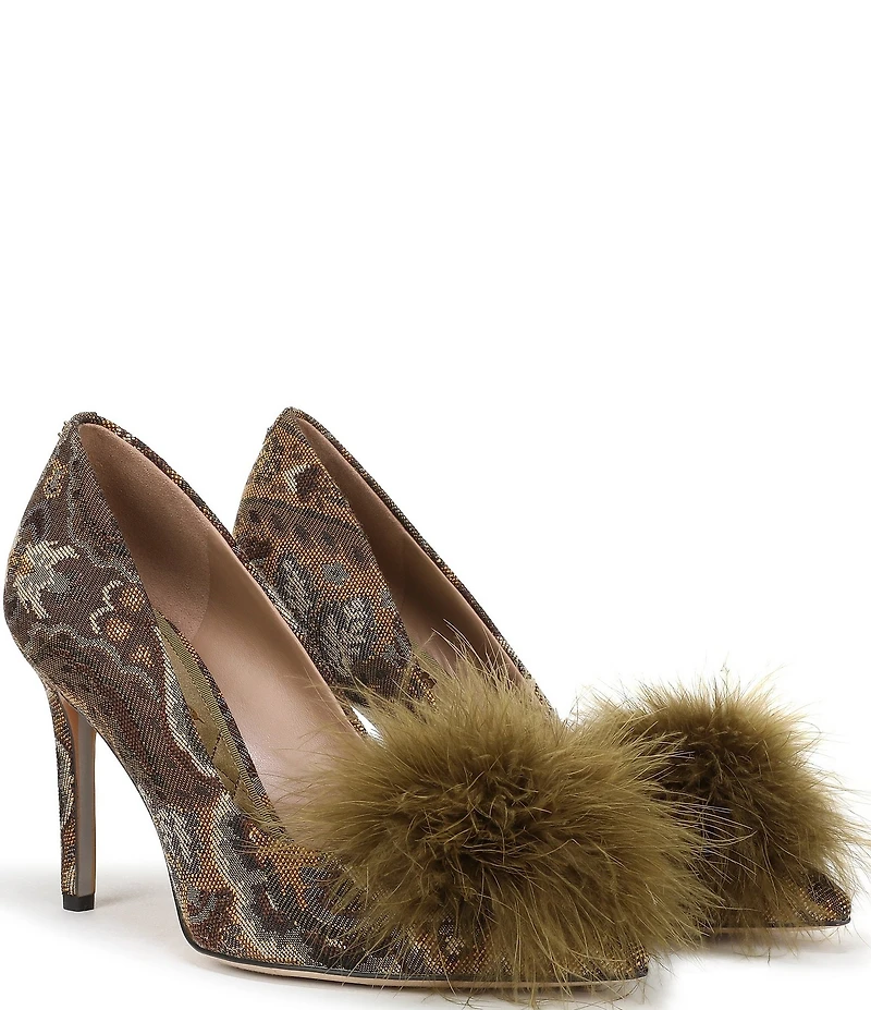 Sam Edelman Hazel Plush Floral Fabric Pointed Toe Pumps