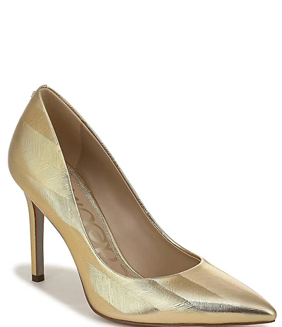 Sam Edelman Hazel Striped Metallic Leather Pointed Toe Pumps