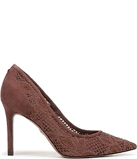 Sam Edelman Hazel Woven Floral Lace and Suede Pointed Toe Pumps