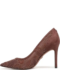 Sam Edelman Hazel Woven Floral Lace and Suede Pointed Toe Pumps
