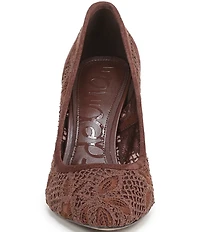 Sam Edelman Hazel Woven Floral Lace and Suede Pointed Toe Pumps