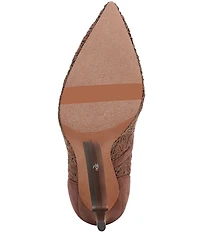 Sam Edelman Hazel Woven Floral Lace and Suede Pointed Toe Pumps