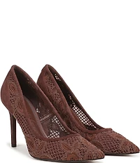 Sam Edelman Hazel Woven Floral Lace and Suede Pointed Toe Pumps