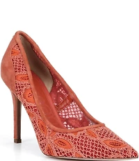 Sam Edelman Hazel Woven Floral Lace and Suede Pointed Toe Pumps