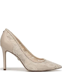 Sam Edelman Hazel Woven Floral Lace and Leather Pointed Toe Pumps