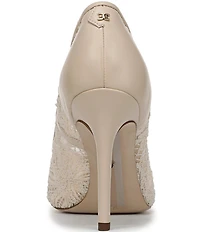 Sam Edelman Hazel Woven Floral Lace and Leather Pointed Toe Pumps