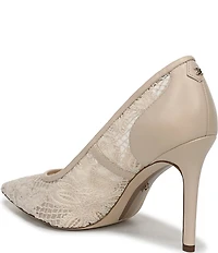 Sam Edelman Hazel Woven Floral Lace and Leather Pointed Toe Pumps