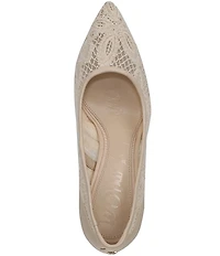 Sam Edelman Hazel Woven Floral Lace and Leather Pointed Toe Pumps