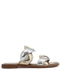 Sam Edelman Hellen Metallic Crackle Twist Double Banded Slide Sandals