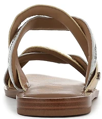 Sam Edelman Hellen Metallic Crackle Twist Double Banded Slide Sandals