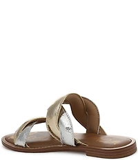 Sam Edelman Hellen Metallic Crackle Twist Double Banded Slide Sandals