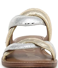 Sam Edelman Hellen Metallic Crackle Twist Double Banded Slide Sandals