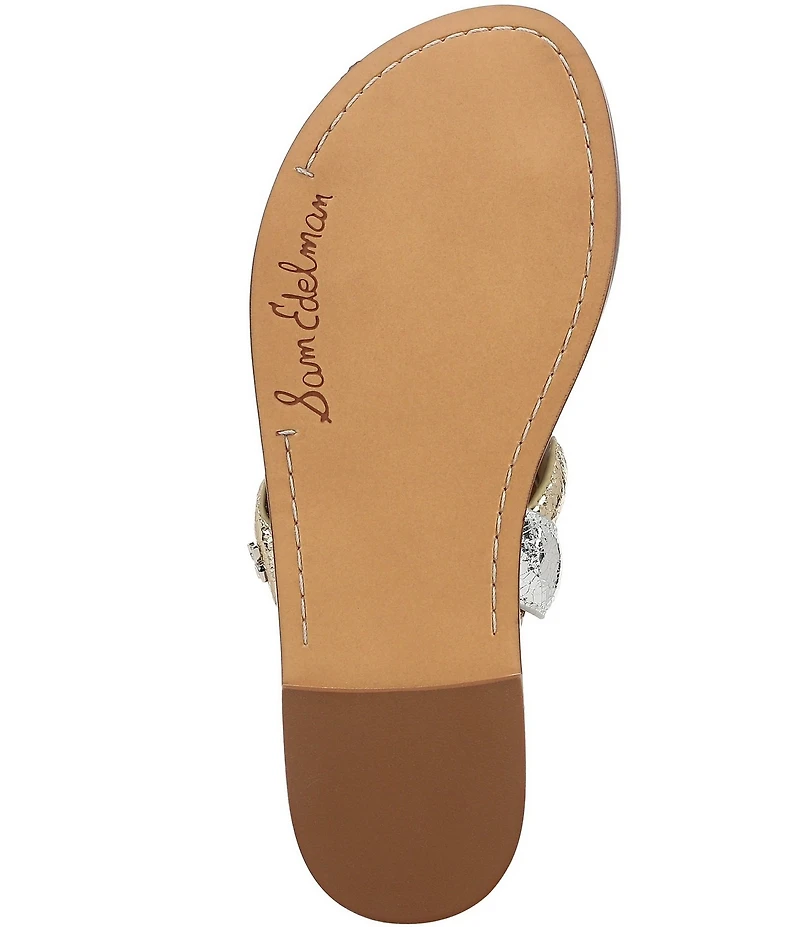 Sam Edelman Hellen Metallic Crackle Twist Double Banded Slide Sandals