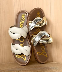 Sam Edelman Hellen Metallic Crackle Twist Double Banded Slide Sandals